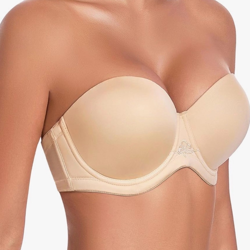 Elegant Strapless Beige Bra